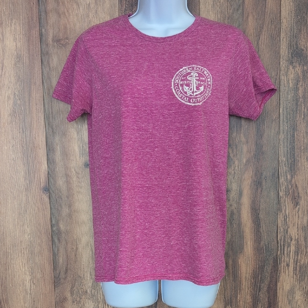 Delta Ringspun Heathered Pink Myrtle Beach Salt Water Tee S                 M259